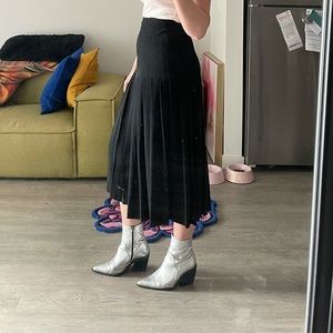 Midi Pleasted Skirt with Exposed Zipper